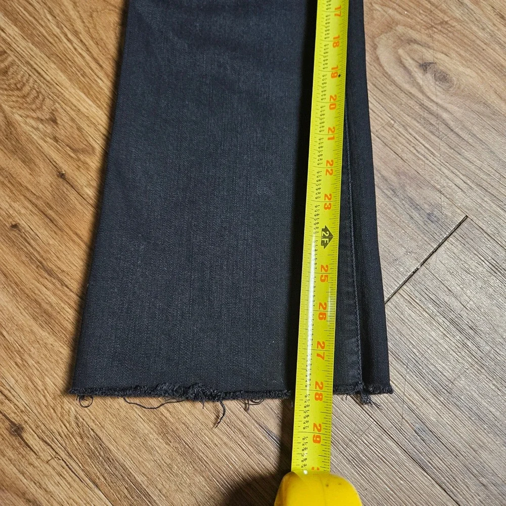 Mother Hustler Ankle Fray Flared Jeans 29x28 Not Guilty Black High Rise Boho